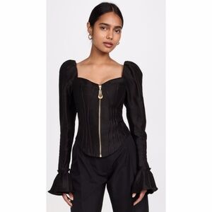 NEW Aje Giselle Long Sleeve Corset Top Black 2